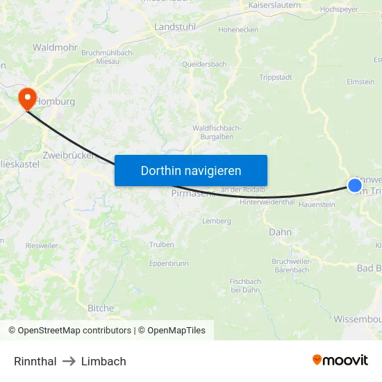 Rinnthal to Limbach map