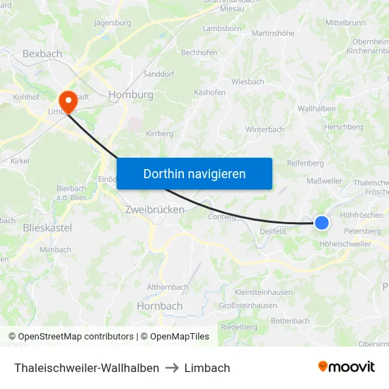 Thaleischweiler-Wallhalben to Limbach map