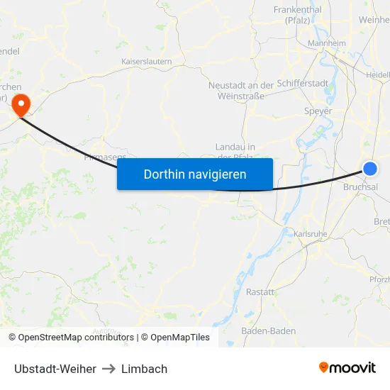 Ubstadt-Weiher to Limbach map