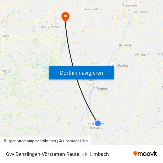 Gvv Denzlingen-Vörstetten-Reute to Limbach map