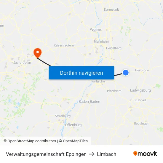 Verwaltungsgemeinschaft Eppingen to Limbach map