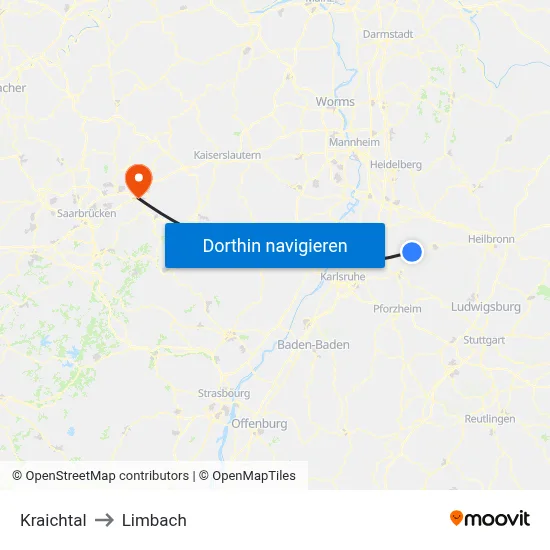 Kraichtal to Limbach map