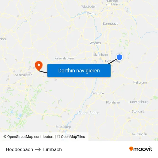Heddesbach to Limbach map