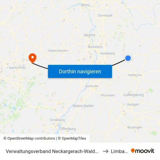 Verwaltungsverband Neckargerach-Waldbrunn to Limbach map