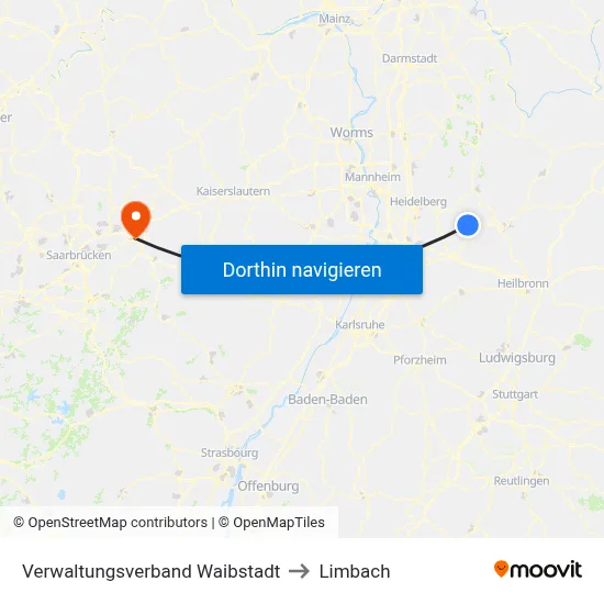 Verwaltungsverband Waibstadt to Limbach map