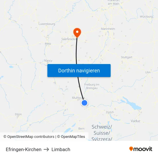 Efringen-Kirchen to Limbach map