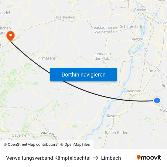Verwaltungsverband Kämpfelbachtal to Limbach map