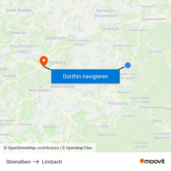 Steinalben to Limbach map