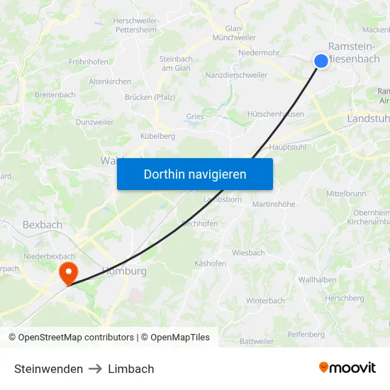 Steinwenden to Limbach map