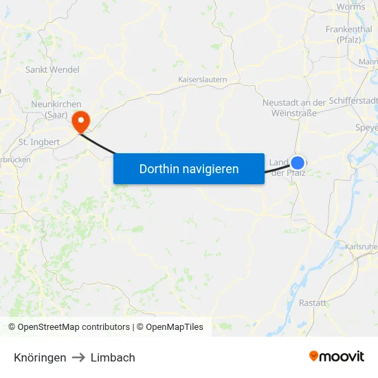 Knöringen to Limbach map