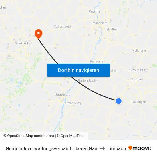Gemeindeverwaltungsverband Oberes Gäu to Limbach map