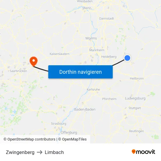 Zwingenberg to Limbach map