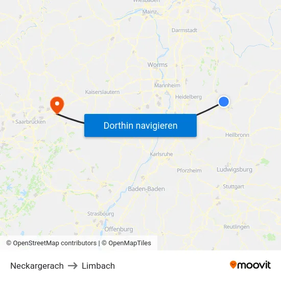 Neckargerach to Limbach map