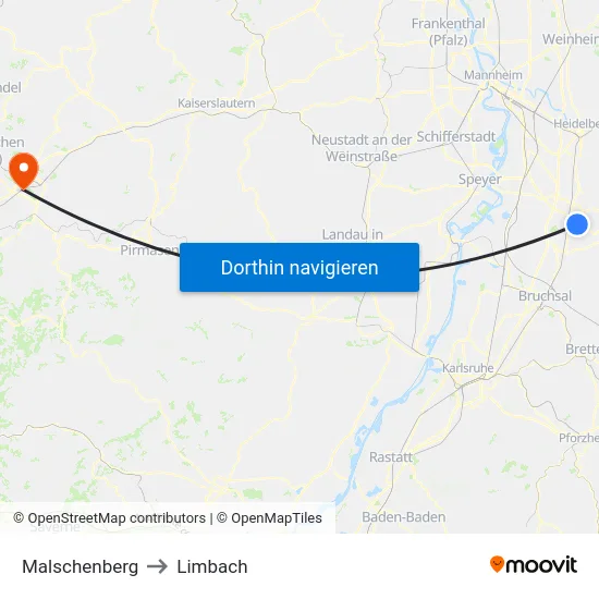 Malschenberg to Limbach map