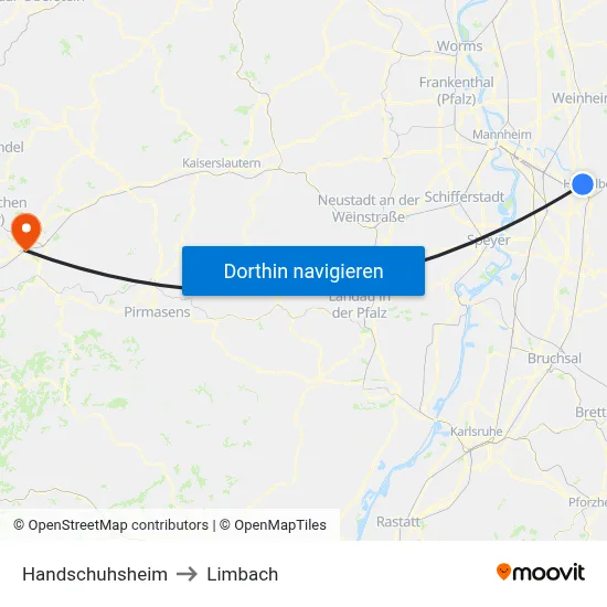 Handschuhsheim to Limbach map
