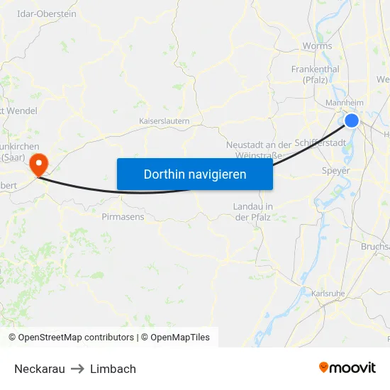 Neckarau to Limbach map