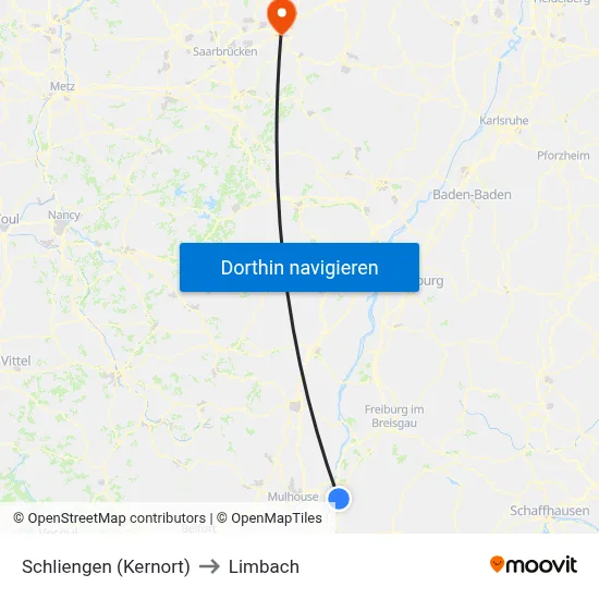 Schliengen (Kernort) to Limbach map