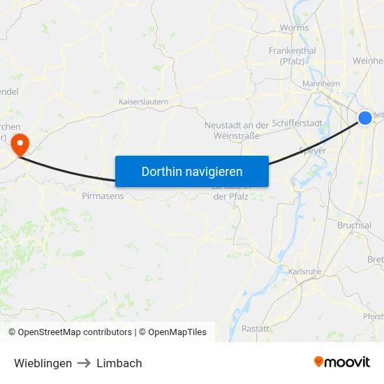 Wieblingen to Limbach map