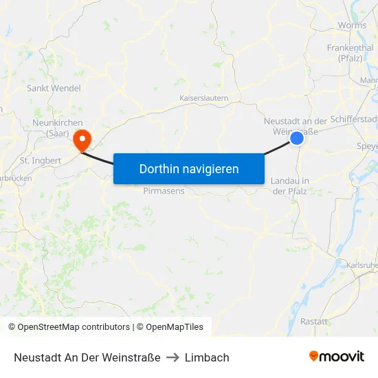Neustadt An Der Weinstraße to Limbach map