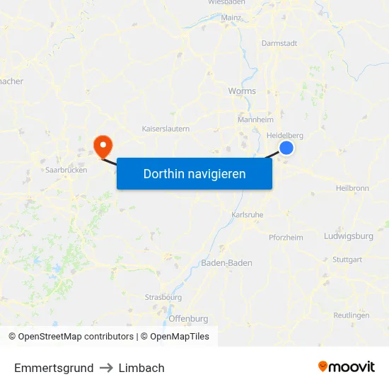 Emmertsgrund to Limbach map