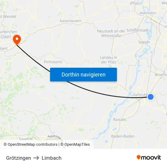Grötzingen to Limbach map