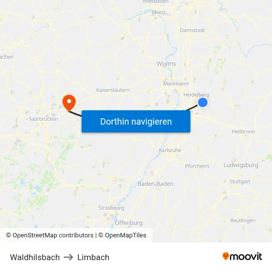 Waldhilsbach to Limbach map
