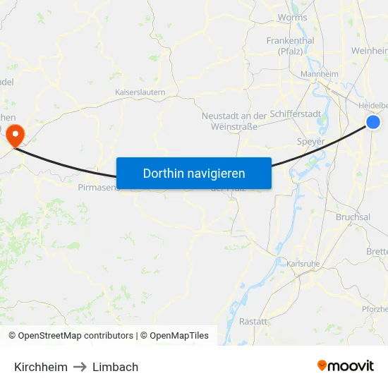 Kirchheim to Limbach map