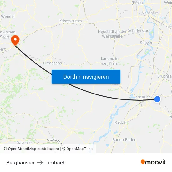 Berghausen to Limbach map