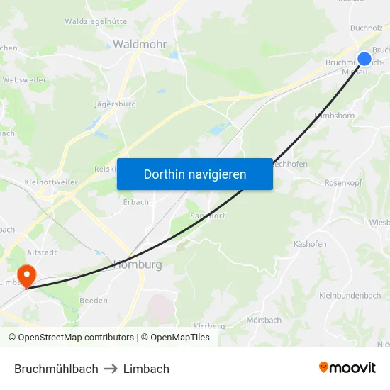 Bruchmühlbach to Limbach map