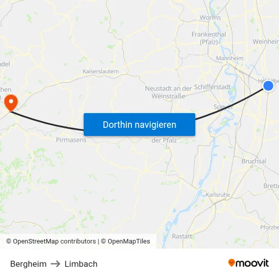 Bergheim to Limbach map