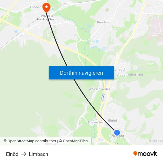 Einöd to Limbach map