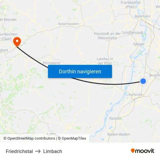 Friedrichstal to Limbach map