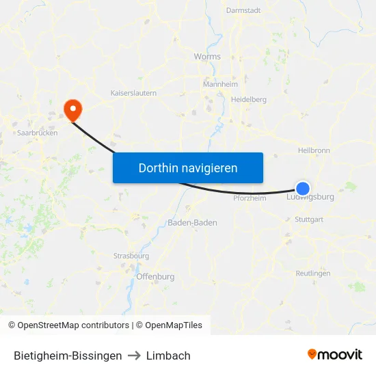 Bietigheim-Bissingen to Limbach map