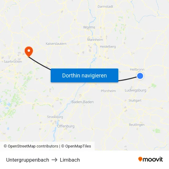 Untergruppenbach to Limbach map