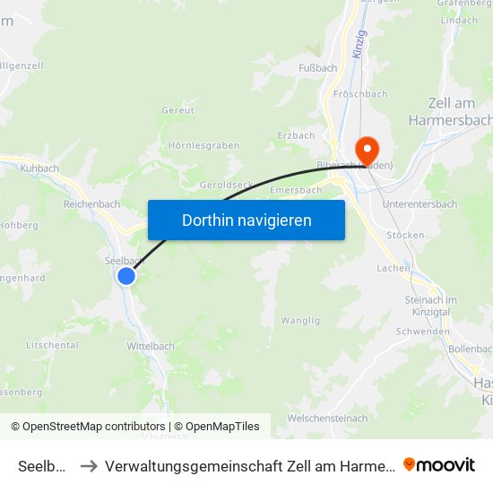 Seelbach to Verwaltungsgemeinschaft Zell am Harmersbach map