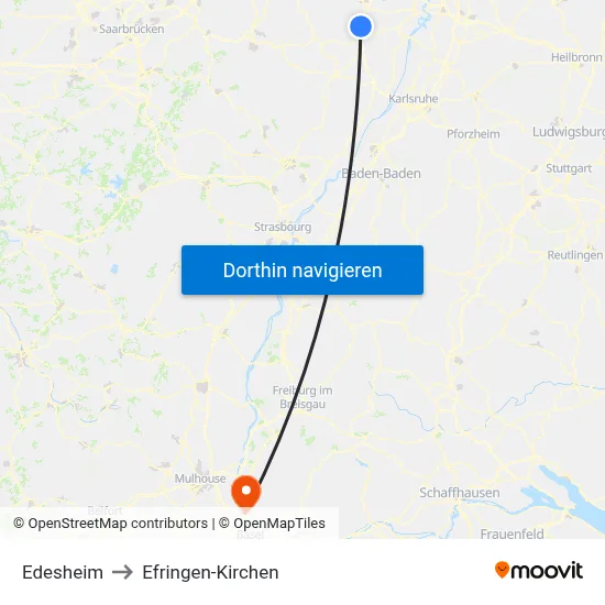 Edesheim to Efringen-Kirchen map