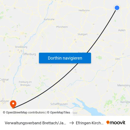 Verwaltungsverband Brettach/Jagst to Efringen-Kirchen map