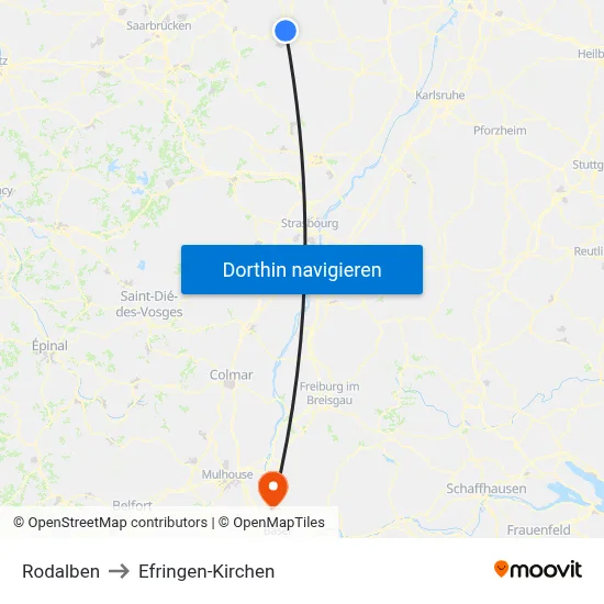 Rodalben to Efringen-Kirchen map