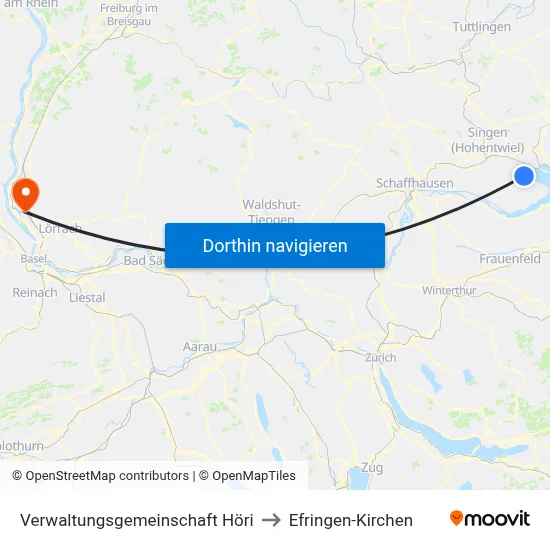 Verwaltungsgemeinschaft Höri to Efringen-Kirchen map