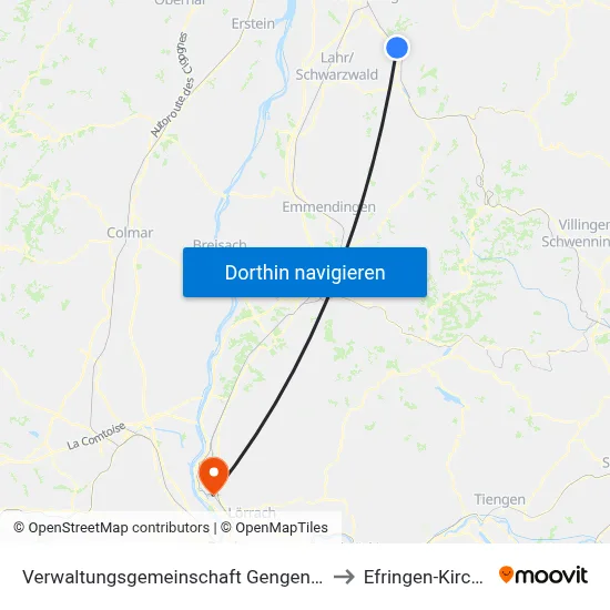 Verwaltungsgemeinschaft Gengenbach to Efringen-Kirchen map