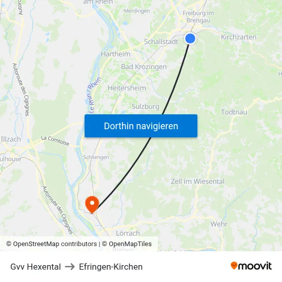 Gvv Hexental to Efringen-Kirchen map