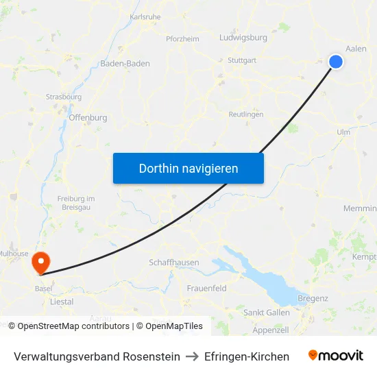 Verwaltungsverband Rosenstein to Efringen-Kirchen map