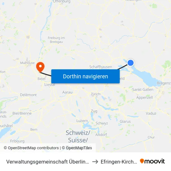 Verwaltungsgemeinschaft Überlingen to Efringen-Kirchen map
