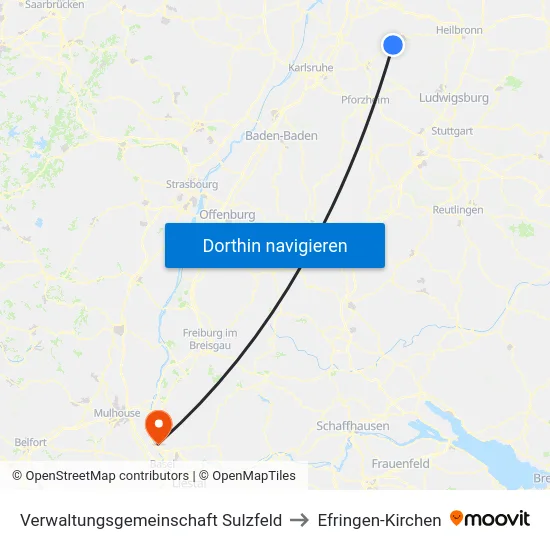 Verwaltungsgemeinschaft Sulzfeld to Efringen-Kirchen map