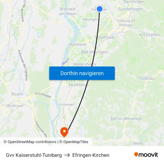 Gvv Kaiserstuhl-Tuniberg to Efringen-Kirchen map