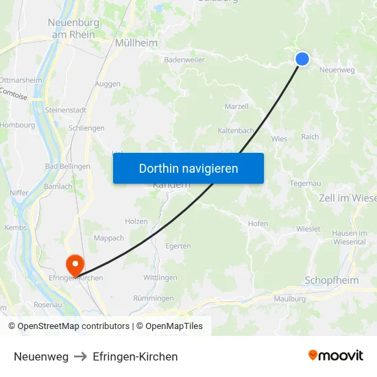 Neuenweg to Efringen-Kirchen map