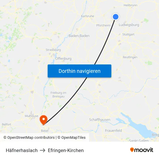 Häfnerhaslach to Efringen-Kirchen map