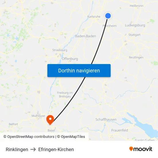 Rinklingen to Efringen-Kirchen map