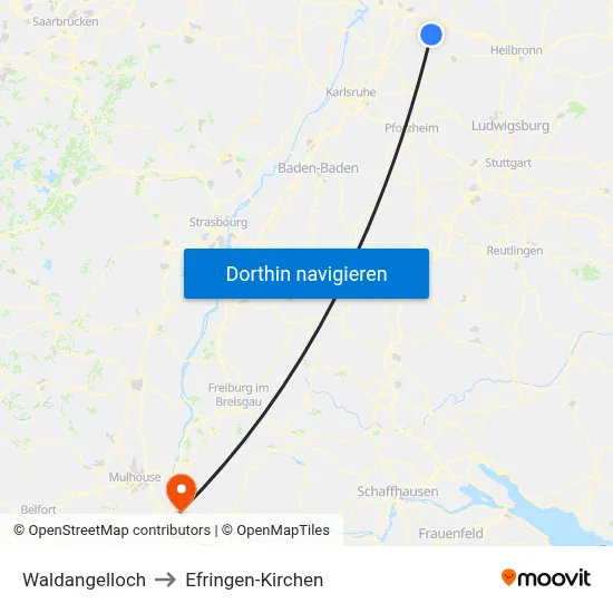Waldangelloch to Efringen-Kirchen map