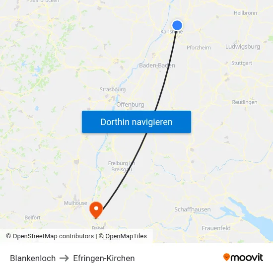 Blankenloch to Efringen-Kirchen map